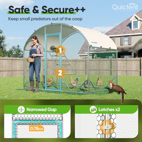 Quictent Essential Series 6.6x9ft Metal Chicken Coop Run w/Climbing Ladder | Walk-in Outdoor Poultry Cage with PVC Coated Chicken Wire, Hen Duck Rabbit Farm House, Waterproof Anti-UV Cover - size: 6.6x9ft