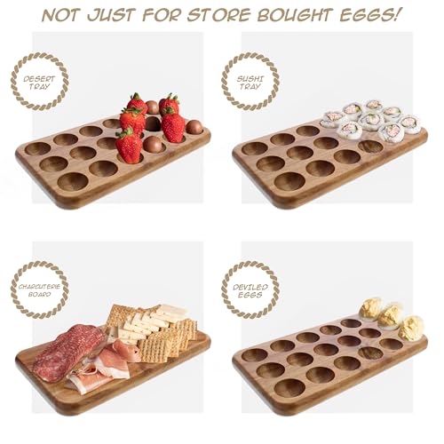 Gui's Chicken Coop Rustic Wooden Egg Tray, 18 Eggs | Holder, Usable in Kitchen Refrigerator or Countertop, for Display or Storage, Easy to Clean - size: 18 Eggs