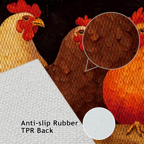 Farmhouse Kitchen Rugs Set of 3, Non Slip Washable Durable Stain Resistant Floor Mat Set,Chicken coop and Grid Pattern Warm Home Decor,Rooster Welcome Kitchen Runner Rug 16"X24"+20"X32"+20"X47" - color: Multicolour-chicken Coop&grid Pattern