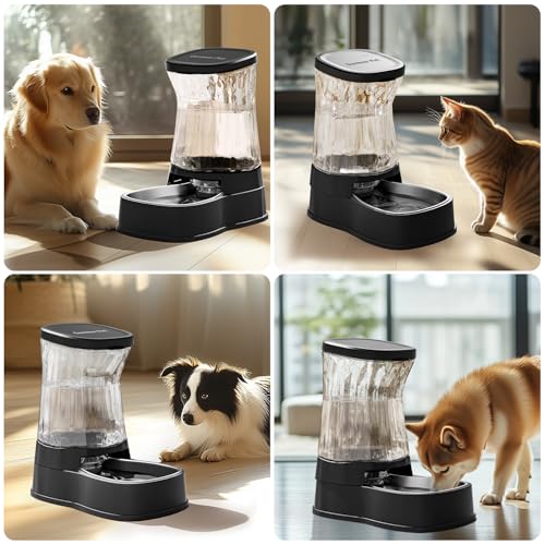 Gardner Pet Automatic Dog Water Dispenser Gravity Stainless Steel Water Waterer Feeder, Large Capacity Water Feeding Bowls for Medium & Large-Sized Dogs Cats Other Pets -(2.1 Gallon) - color: Dark, size: 2.1 Gallon