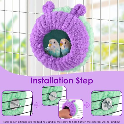 KATUMO Conure Nest, Bird Breeding Nest Cockatiel Snuggle Bed for Budgie, Parakeet, Cockatiel, Conure, Lovebird, Canary, Finch, Hamster, Small Pets - size: L (Lilac)
