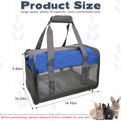 PINVNBY Bunny Carrier for Travel Camping Outdoor, Small Pet Carrier, Guinea Pig Carrier, Breathable Pet Portable Hand Bag for Hamster Rabbit Guinea Pig (Blue & Gray) - color: Blue & Gray