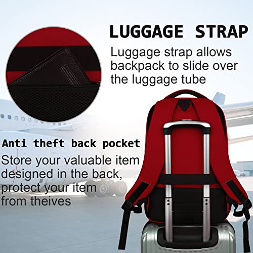 Laptop Backpack,Business Travel Anti Theft Slim College Backpack | Water Resistant Durable Computer Bag Gift for Women & Men Fits 15.6 Inch Laptop and Notebook - Red - color: Red, size: 15.6 Inch, style: Laptop