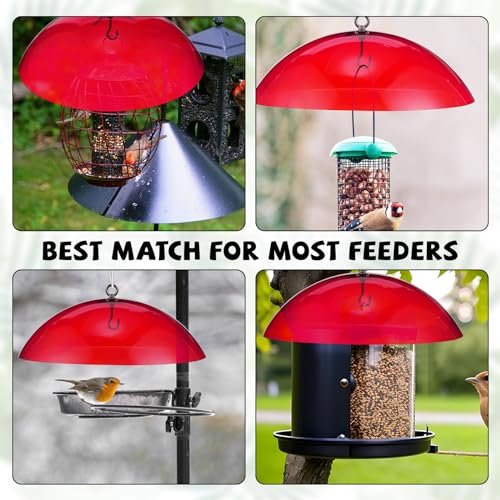 4 Pcs 10.2 Inch Plastic Bird Feeders Dome Cover for Hanging Hummingbird Feeder Weather Guard Protective Dome Squirrel Baffle for Bird Feeder Pole Covers(Red) - color: Red