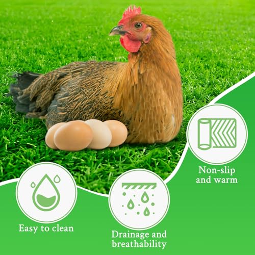 kathson 6 PCS Washable Nesting Pads for Chicken Coop, 11.8 X 23.6 in Artificial Grass Turf Rug Cuttable Chicken Coop Liner for Laying Eggs Reusable Nest Box Bedding Egg-Protecting Mats for Coops - size: 6 Pcs