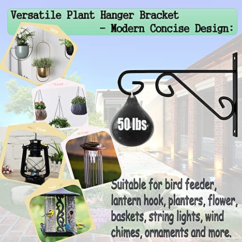 Hanging Plant Bracket, 1 Pack 10-inch Plant Hangers Outdoor Indoor, Rust-Proof Coated Metal Hanging Basket Hook, Decorative Wall Plant Hooks for Plants Flowers Lanterns Bird Feeders - size: 10-Inch 1 Count