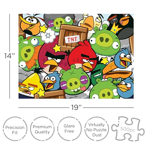 AQUARIUS Angry Birds 500pc Puzzle | 500 Piece Jigsaw Puzzle, Glare Free, Precision Fit, Officially Licensed Angry Birds Merchandise & Collectibles, 14x19 Inches