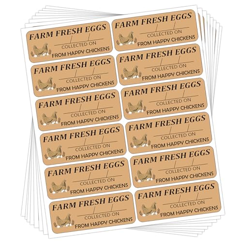 Farm Eggs Laid On Stickers,1 x 2.6 Inch Farm Eggs Collected Date Stickers for Egg Handling Instructions (360 pcs)