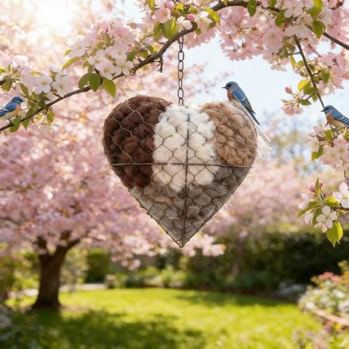 Handmade Fiber Bird Nesting Heart Build Birdhouse Wool Material Balls for Wild Birds