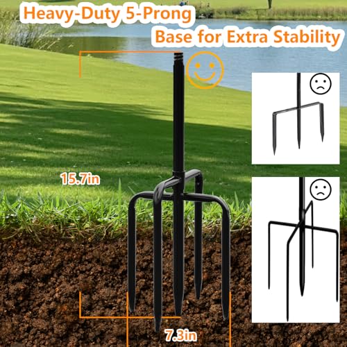 Shepherds Hooks for Outdoor - 95 Inch Adjustable Bird Feder Pole with 5-Prong Base, Heavy Duty Double Garden Hooks for Hanging Plants, Hummingbird Feeders, Solar Lights, Lanterns 2 Pack - color: double hook-95inch