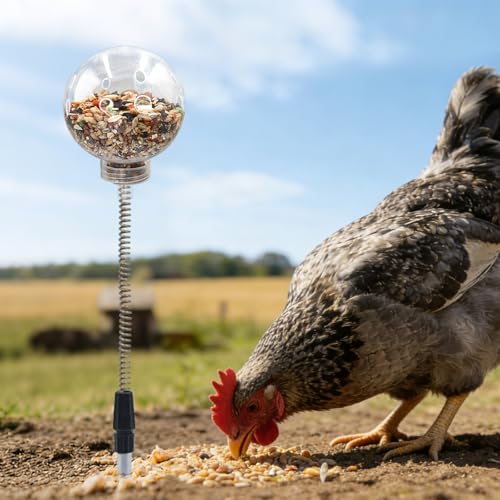 Chicken Treat Dispenser, Chicken Enrichment Toys with Spring and Ground Stake, Feeder for Coop, Coop Accessories for Hens, Geese, Ducks, Turkeys, Other Poultry - color: Hard Spring