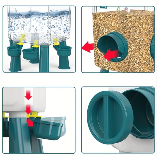 Chicken Feeder and Waterer Set, Chicken Coop Accessories with Hanging Chickens Poultry Feeder and Chicken Waterer Kit No Waste, 3 Gallon/26 Pounds, Blue - color: Blue, size: 12KG