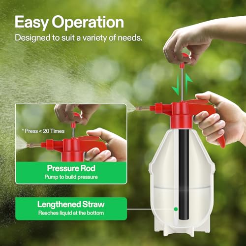 VIVOSUN 27oz Pump Sprayer, Handheld Garden Water Sprayer Bottle | with Adjustable Brass Nozzle, for Spraying Plants, Flowers, Weeds and Cleaning, Red - color: Red, size: 27oz
