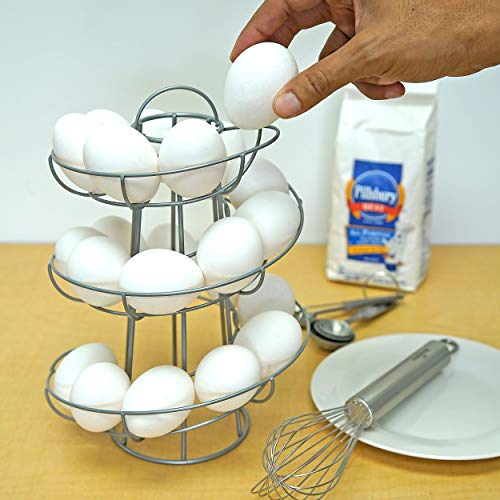 Southern Homewares Egg Skelter Deluxe Modern Spiraling Dispenser Rack Silver - color: Silver