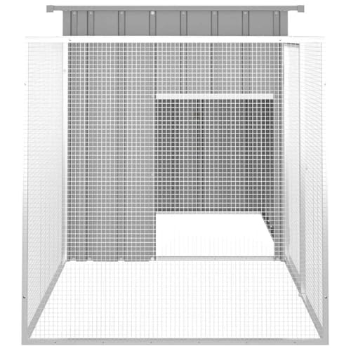 Large Chicken Coop Grey Galvanized Steel 78.7 x 35.8 x 39.4 in Outdoor Poultry Habitat Supplies with Lockable Door & Ventilated Run for Backyard Garden - color: Grey