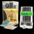 Automatic No Mess Bird Feeder Water Dispenser Set | Acrylic Transparent Parakeet Cage Accessories Bird Feeder and Waterer in Cage for Small and Medium Cockatiel Finche Lovebird - color: Transparent + Green