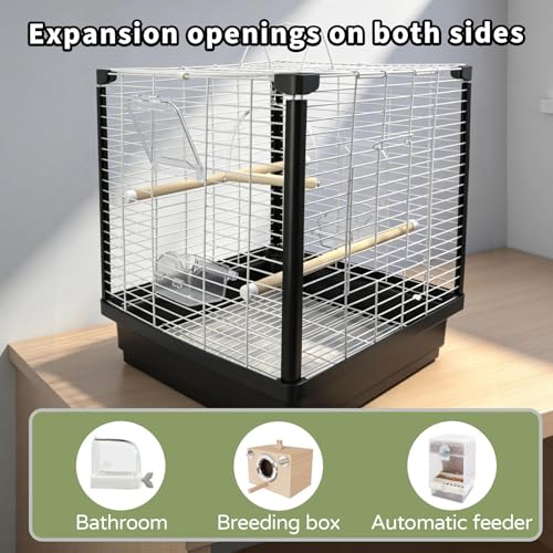 17.5 Inch Small Bird Cage & Travel Carrier – Portable Parrot Cage for Home, Outing, Pet Clinic or Temporary Placement, Suitable for Small Medium Birds Like Parakeets Conures Lovebirds Cockatiels