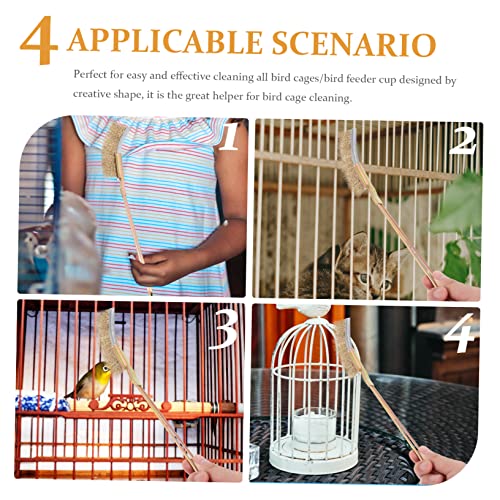 VICASKY 1Set Bird Cage Cleaning Brush Long Handle Parrot Cage Brush for Easy and Cleaning of Birdcages and Feeders Durable Non Deforming Wire Cleaner for All Cage