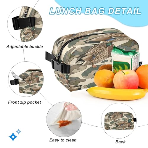 Duck Camo Camouflage Backpack with Lunch Bag for Boys Girls, Travel School Backpack Set - color: Brown and Green