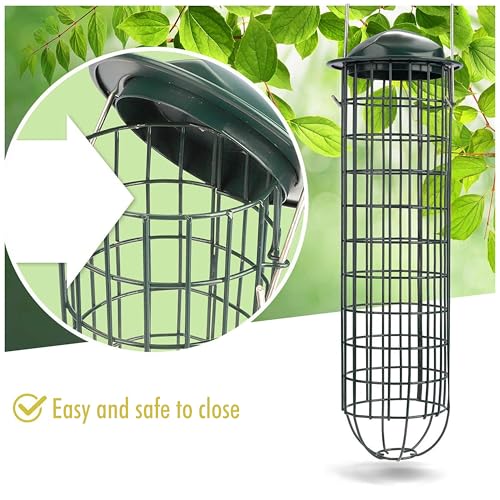 Wild Animal Heart | Fat Ball Holder 12" - 5 Year Guarantee - Made of rustproof Metal Bird Feeding Station for Fat Balls - Ecological Bird Feeder (31cm, Green)