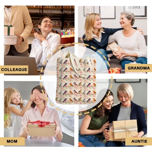 Cartoon Canvas Tote Bag, Gifts for Women Men Birthday Christmas Reusable Tote Shoulder Bag for Grocery Shopping 01 - color: Bird 642