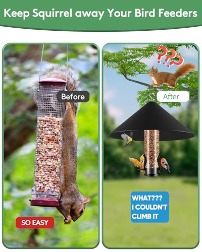 19 Inch Metal Squirrel Baffle for Bird Feeder | Hanging Baffles for Squirrel Proof Bird Feeders, Outdoor Cover Rain Guard, Rust Chew Proof Heavy Duty - style: Hang Mount