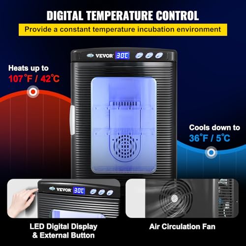 Happybuy Black Reptile Incubator 25L Digital Incubator for Small Reptiles with Cooling and Heating 5-42C - color: Black