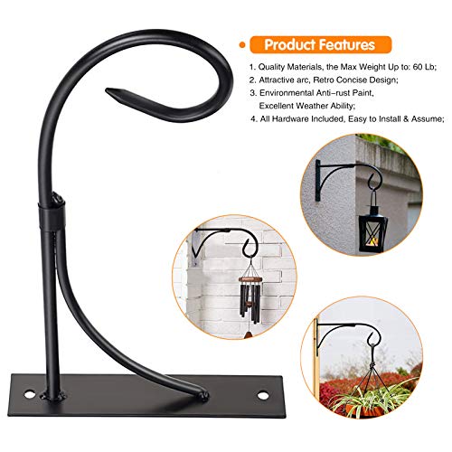Wall Mount Plant Hanging Bracket, 11 Inches Hanging Plant Hook, Heavy Duty Rustic Decorative Metal Plant Hanger for Hanging Plant Flower Lantern Bird Feeder Wind Chimes (Set of 2)