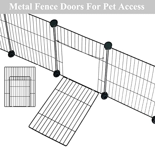 LANGXUN DIY Small Animal Playpen, Pet Playpen with Door and Waterproof Mat, Rabbit Guinea Pig Cages, Puppy Kitten Playpen | Indoor & Outdoor Portable Metal Wire Yard Fence, 12pcs Metal Pet Panels - style: 12 Metal Panels & Mat (11.8'' x 15")