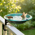 11.5" Deck Mounted Birdbath & Feeder, GreenYard Decor | 2-in-1 Bird Bath & Feeder,Sturdy Deck Clamp,Tool-Free Setup,Weather Rust Resistant,Patio Lawn Decor,Gift for Bird Lovers