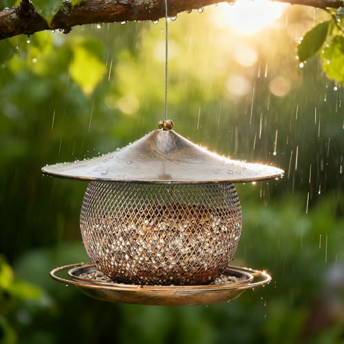 LBTING Bird Feeder, Wild Bird Feeder, Round Lantern-Shaped | Metal, For Hanging Outside Outdoors Garden Yard - style: Round Large