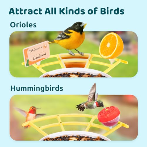 NETVUE by Birdfy Pro Smart Bird Feeder with Camera Solar Panel, Instant Arrival Alerts, Live Stream & Night Vision for Outdoors & Backyard Hummingbird, Cardinalis & Oriole Watching, Ideal Gifts,Yellow - color: Yellow, style: Pro