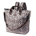 Diaper Tote Bag Totepack Backpack Crossbody Bag 3 in 1 for Women Laptop Backpack Multifunctional with Insulated Pockets - color: D Leopard Print