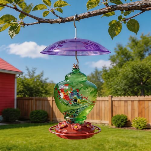 8" Mini Plastic Rain Cover for Bird Feeder, 2-Pack Purple Weather Guard | Stainless Hooks Baffle Dome, Small Protective Shield for Hanging Outdoors, Bird House Protector from Snow/Sun/Poop, Dia. 20cm - color: Purple, size: 2PC/Pack