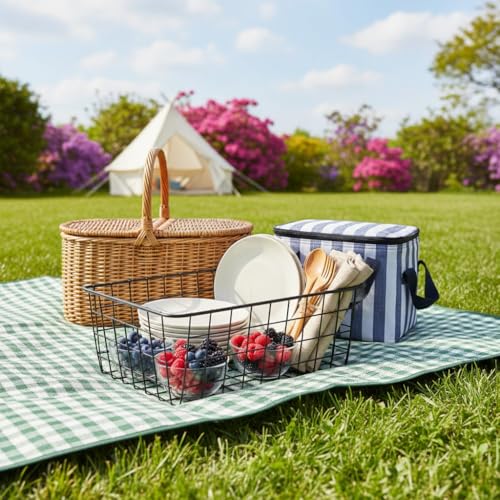 Kitchen Black Wire Baskets for organizing Farmhouse Decor Metal Food Storage Organizer, Household Storage BasketRefrigerator Bin with Handles for Cabinets,Pantry Set of 4 (Black) - color: Black, size: 4 Pack Small