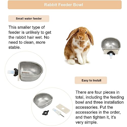 10PCS Rabbit Feeder Bowls, Rabbit Drinker Rabbit Nipple Water Bowl Stainless Steel Nipple Drinking Water Bowl Hanging Cage Bowl Feeding Tool for Rabbit Squirrels Chinchilla Hamster