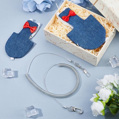 SUPERFINDINGS 2Pcs 2 Sizes Bird Diaper Harness Cockatiel Tuxedo Flight Suite Reusable Parrot Nappy Clothes Costume with Steel Wire Spring Rop for Parrots Pigeons Pet Supplies