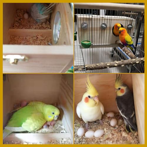 kathson Parakeet Nesting Box,Wood Bird Nest House for Cage,Parrots Breeding Mating Boxes,Budgie Nesting Box for Conure,Lovebirds,Canary,Cockatiel,Finch,Small and Medium-Sized Birds (L) - size: L-11.4 x 5.9 x 5.9in