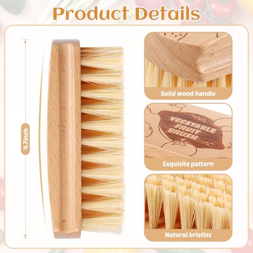 Vegetable and Fruit Cleaning Brush Scrubber Beechwood Handle Fruits Veggie Wash Brushes Potato Carrot Cucumber Mushrooms Washing Cleaner(Beige A, 1) - color: Beige a