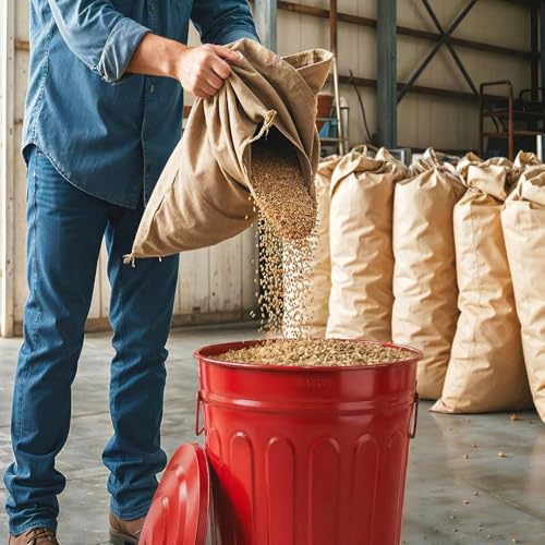 Plexon Metal Trash Can with Lid 13 Gallon, Decorative Outdoor Trash Can Heavy Duty Galvanized Metal Bucket with Lid for Garage Workshop Storage Farmhouse, Red - color: Red