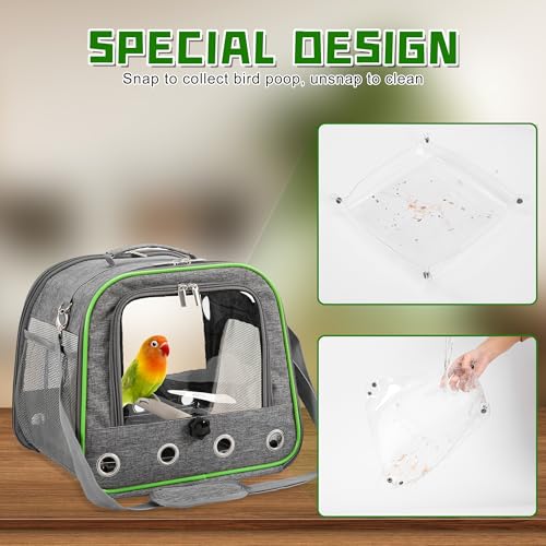 Upgraded Small Bird Carrier, Lightweight and Portable Travel Bird Cage with Stand and Easy Clean Tray, Parrot Parakeet Cockatiels Bird Travel Cage - color: Grey