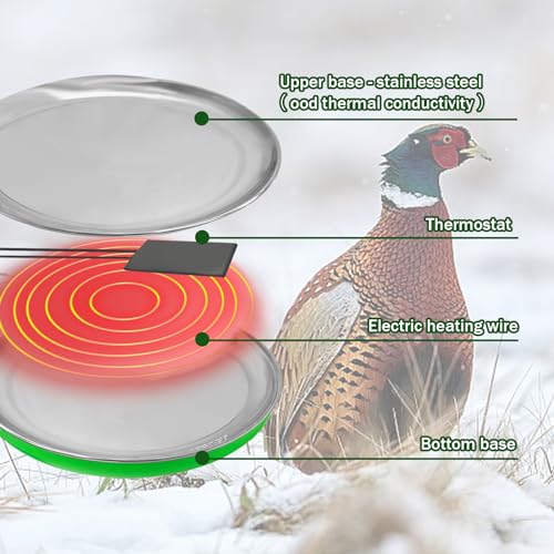 Heated Chicken Waterer Heater Base Poultry Water Heated Base for Plastic/Metal Poultry Pigeon Drinker Waterer Founts Winter Chicken Coop Accessories 45W 110V-250V