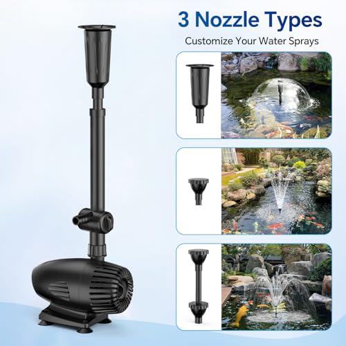55W Solar Fountain Pump, 580GPH Solar Pond Pump with Dry-Run Protection, Foldable Solar Panel, 16.5FT Cord, 10FT Extension Cable, PVC Tubing for Outdoor Ponds, Waterfall, Garden, Hydroponics - size: 55W