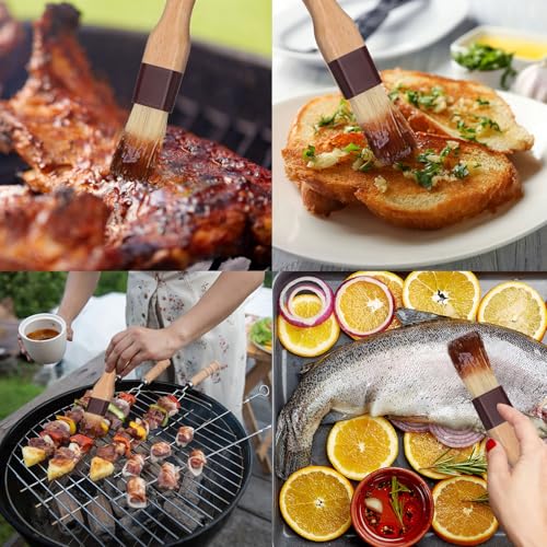 Boao 4 Pcs Pastry Brush, Natural Bristle Basting Brush for Cooking and Baking, BBQ Brushes for Butter, Baster, Oil, Egg, Sauce, Turkey, Grilling, Marinade and Kitchen Food(1 Inch, 1 1/2 Inch) - size: 1 Inch, 1 1/2 Inch