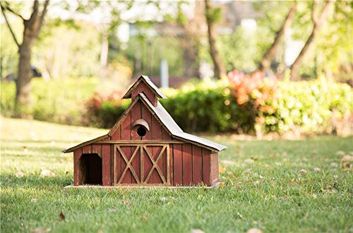 Glitzhome Bird Houses for Outdoors, 20.67" H Rustic Wooden Bird House Barn Design Hand Painted Birdhouse Extra-Large Bird Houses for Outsides - color: Washed Red