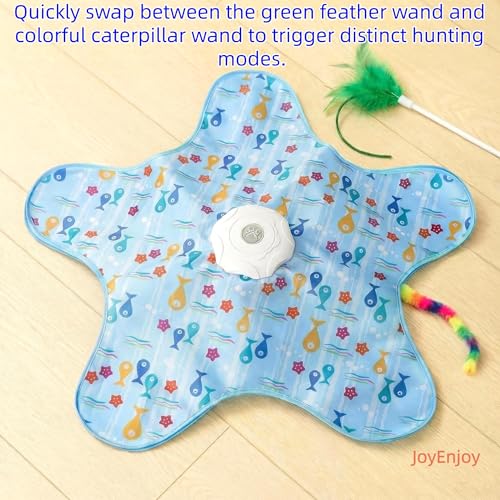 Hide and Seek Interactive Cat Toys, Puzzle Motion Activated for Indoor Cats | Cat Enrichment & Stimulating, Electronic Design, Moving toy play mat, USB & Battery Powered, 5-Hole, Multi-Cat, Bird Sound - color: Graffiti Cover