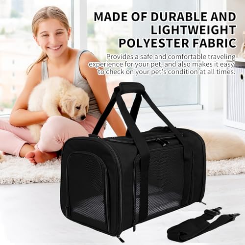 Carriers Soft-Sided Pet Carrier for Medium Large Cats Dogs Under 35Lbs,Breathable Mesh Ventilation Design,Airline Approved Cat Carrying Case(X-Large,Black) - color: black, size: 20.0"L x 13.0"W x 13.0"H