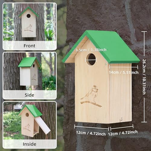 Wooden Bird Houses for Outside Hanging, Decorative Outdoor Clearence Birdhouse, Bird House, Cedar Bird House Outdoor, Bluebird Finch Swallow Wren Chickadee, Birdhouses for Outdoors, Bird Box