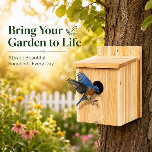 Wooden Bird Houses for Outside Birdhouses Nest Bluebird House for Cardinals Finch Wren Swallow for Garden Viewing 1B - size: 6inch×6inch×9inch