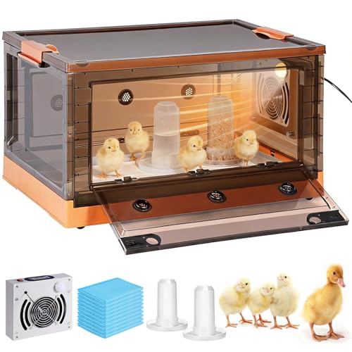 88L Chicken Brooder Box for Chicks, 32-107.6℉Adjustable Temperature Chicks Warmer for 20 Ducks Quail with Feeder and Waterer Heater Indoor Bedding Brooder for Chicken Coop & Quail Cage (88L)